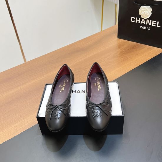 Chanel Two-tone Leather Slingback Ballet Flats with Real Leather Sole