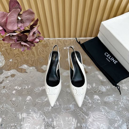 Celine Pointed Toe Kitten Heel Elegant Leather Pumps