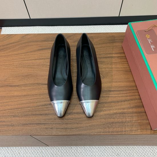 Loro Piana Leather Colorblock Flats Classic Minimalist Style Comfortable Wear