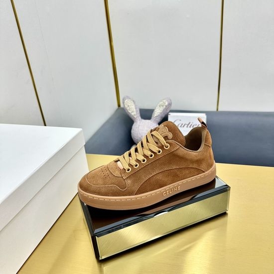Celine Premium Leather Lace-Up Sneakers Comfortable Versatile Casual Shoes