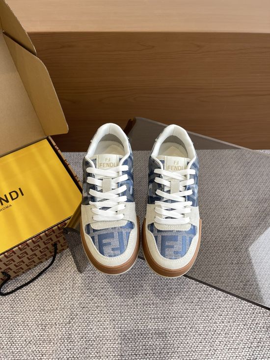 Fendi Retro Stitched Suede Leather Soft Lining Casual Sneakers