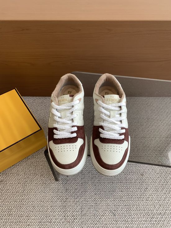 Fendi Retro Stitched Suede Leather Soft Lining Casual Sneakers