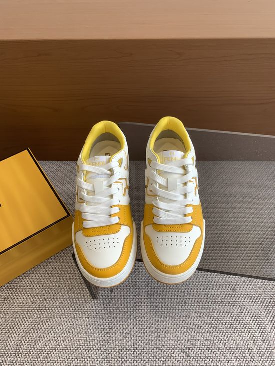 Fendi Vintage Patchwork Suede Leather Casual Comfortable Sneakers