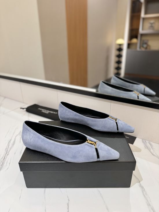 Celine Silk Upper Flats with Sheepskin Lining and Leather Sole