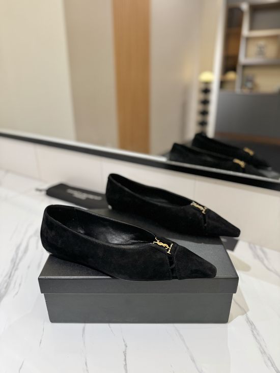 Celine Silk Upper Flats with Sheepskin Lining and Leather Sole