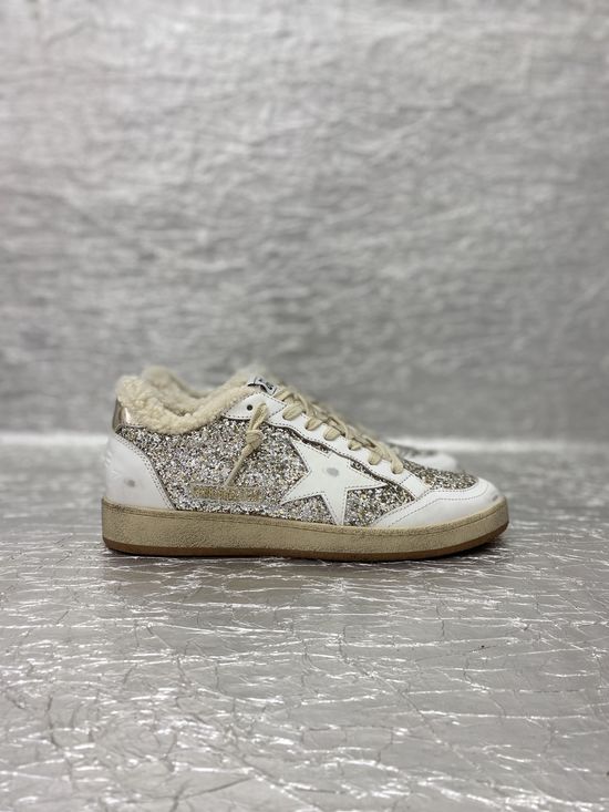 Golden Goose Vintage Distressed Leather Sneakers with Logo Accents