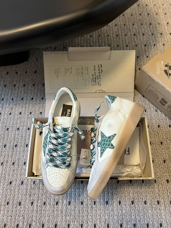Golden Goose Green Tail Stone Pattern Vintage Platform Casual Shoes