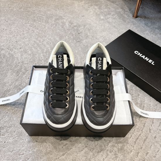 Chanel Quilted Embroidery Elevated Casual Sneakers
