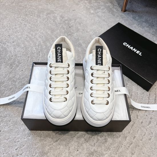 Chanel Quilted Embroidery Elevated Casual Sneakers