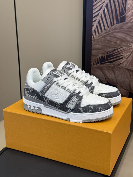 Louis Vuitton Grey Denim Casual Sneakers Comfortable Daily Wear