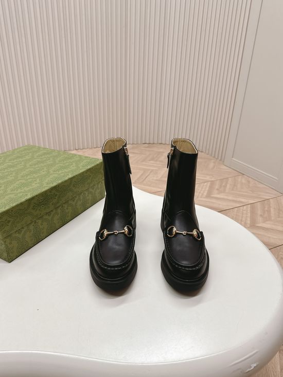 Gucci Classic Retro Leather Ankle Boots Comfortable Durable Footwear