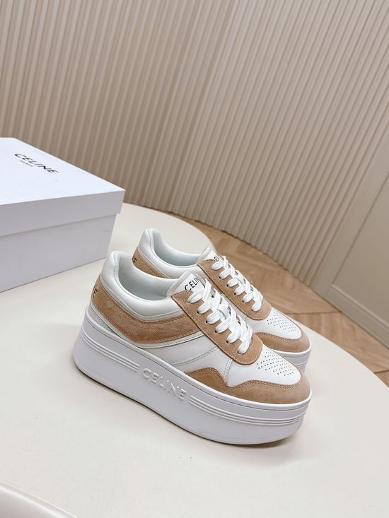 Celine Classic Leather Upper Platform Casual Sneakers Non Slip