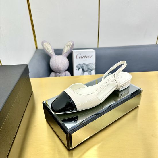 Chanel Classic Two Tone Slingback Comfortable Flat Shoes