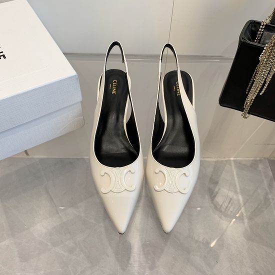 Celine Genuine Leather Kitten Heel Ankle Strap Pointed Toe Shoes
