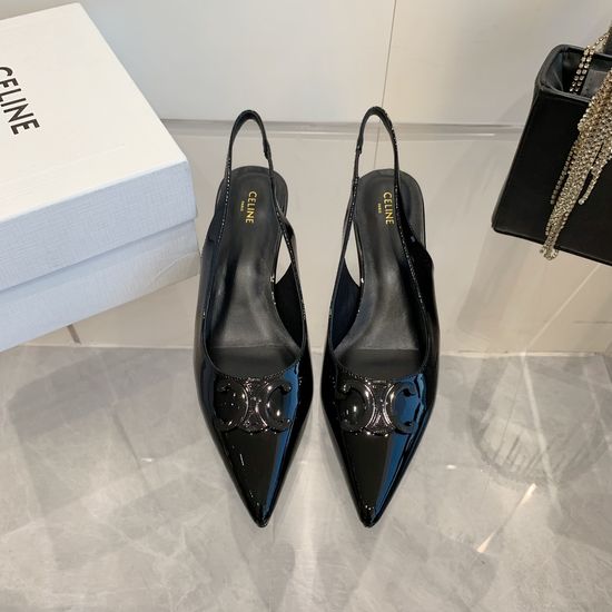 Celine Genuine Leather Kitten Heel Ankle Strap Pointed Toe Shoes