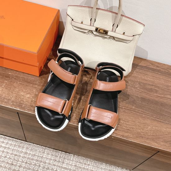 Hermes Casual Soft Sole Leather Sandals Comfortable Daily Wear