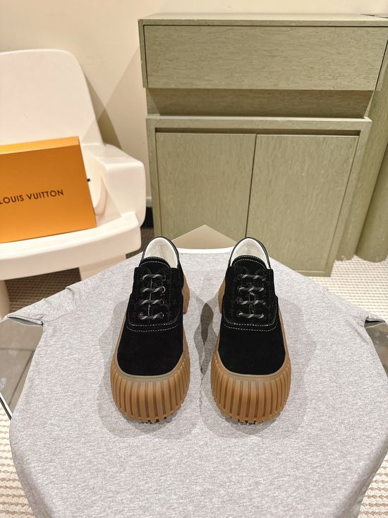 Louis Vuitton Leather Platform Ankle Boots with Soft Lining