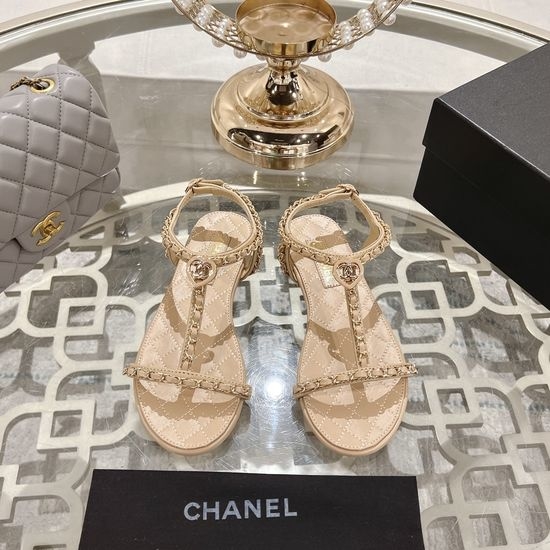 Chanel Premium Sheepskin Chain Decor Comfortable Sandals