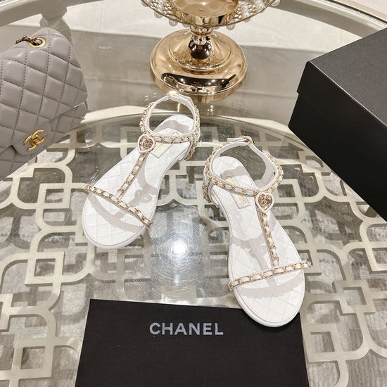 Chanel Premium Sheepskin Chain Decor Comfortable Sandals
