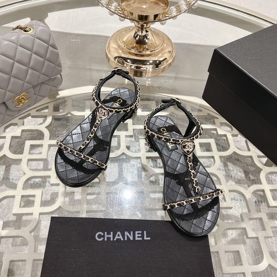 Chanel Premium Sheepskin Chain Decor Comfortable Sandals