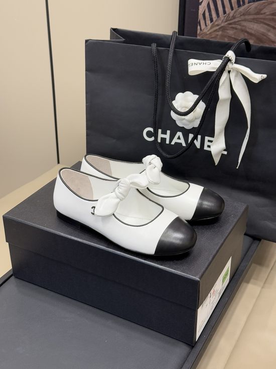 Chanel Bow Accent Mary Jane Shoes Soft Lambskin Upper