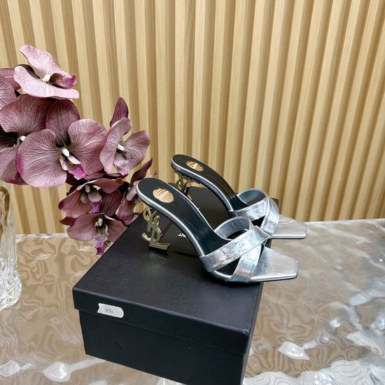 Yves Saint Laurent Elegant Cross-Strap High Heels with Metal Accents