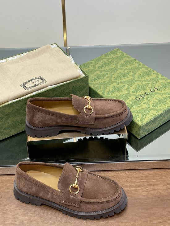 Gucci Suede Horsebit Low Top Platform Loafer Shoes Classic Design