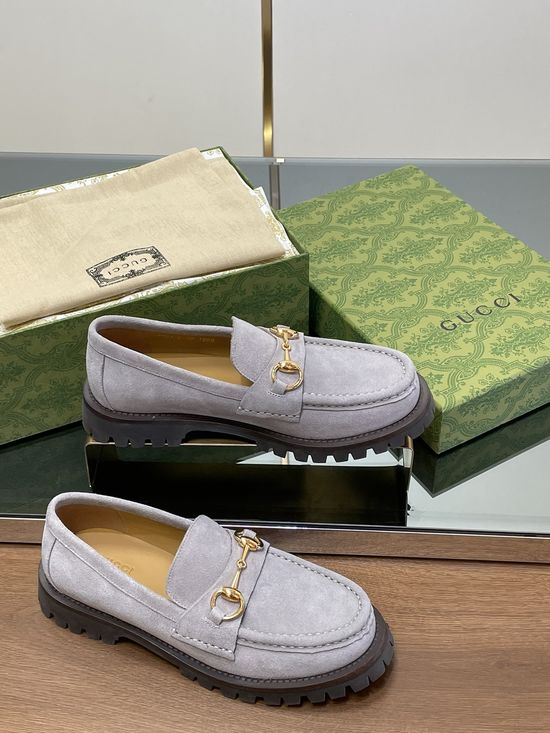 Gucci Suede Horsebit Low Top Platform Loafer Shoes Classic Design