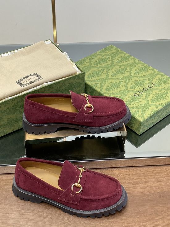 Gucci Suede Horsebit Low Top Platform Loafer Shoes Classic Design