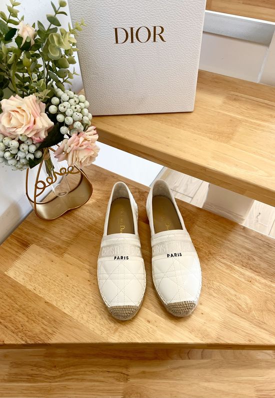 Christian Dior Embroidered Logo Pattern Woven Sole Espadrilles