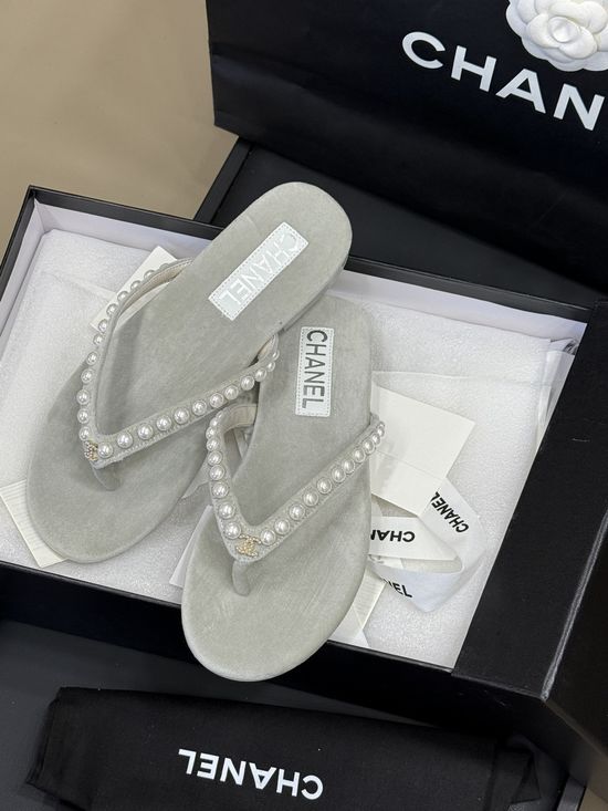 Chanel Rhinestone Decor Soft Lined Comfort Flip Flop Sandals