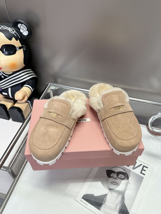 Miu Miu Luxury Coin-Embellished Sheepskin Mules