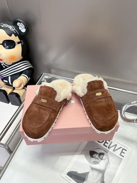 Miu Miu Luxury Coin-Embellished Sheepskin Mules