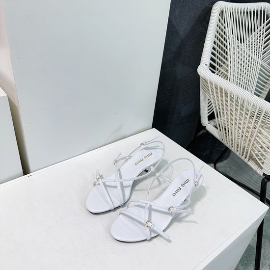 Miu Miu Kitten Heel Patent Leather Strappy Sandals