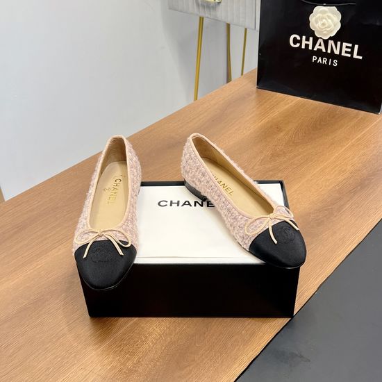 Chanel Two-tone Leather Slingback Ballet Flats with Real Leather Sole