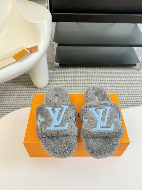Louis Vuitton Cozy Genuine Wool Lined Casual Slip On Slippers