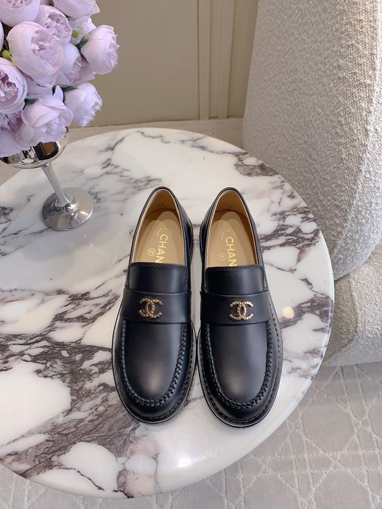 Chanel Premium Leather Loafer with Exquisite Heel Logo