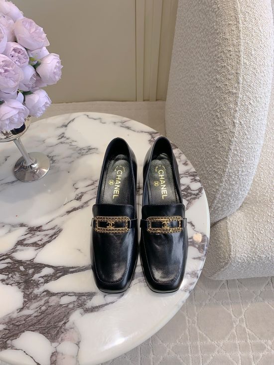 Chanel Chunky Heel Loafer with Classic Logo Decor