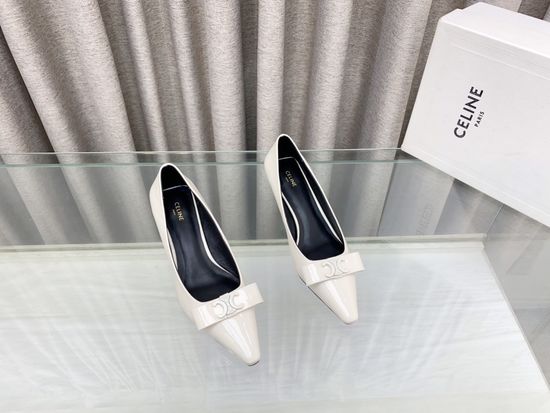 Celine Bow Decor Pointed Toe Kitten Heel Elegant Dress Shoes
