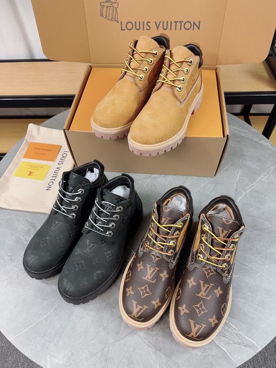Louis Vuitton Waterproof Embossed Work Boots with Non-slip Sole