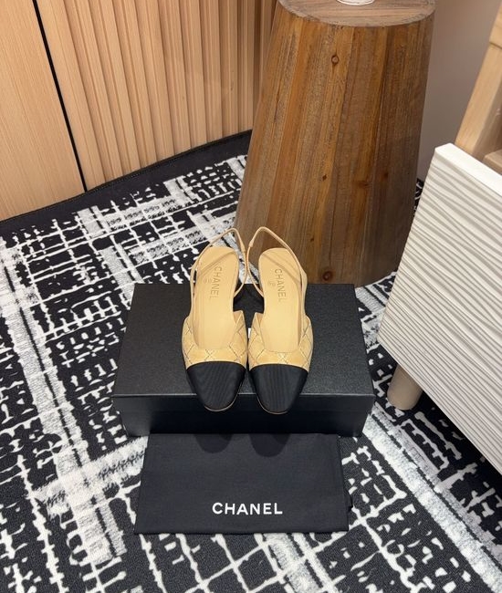 Chanel Rhinestone Suede Slingback Sandals with Leather Sole