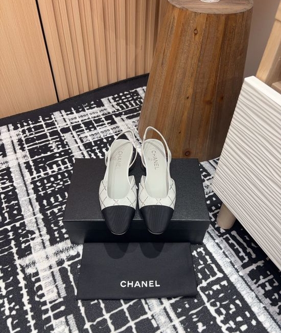 Chanel Rhinestone Suede Slingback Sandals with Leather Sole