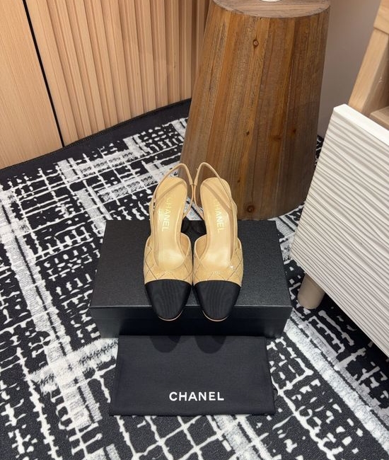 Chanel Rhinestone Suede Slingback Sandals with Leather Sole