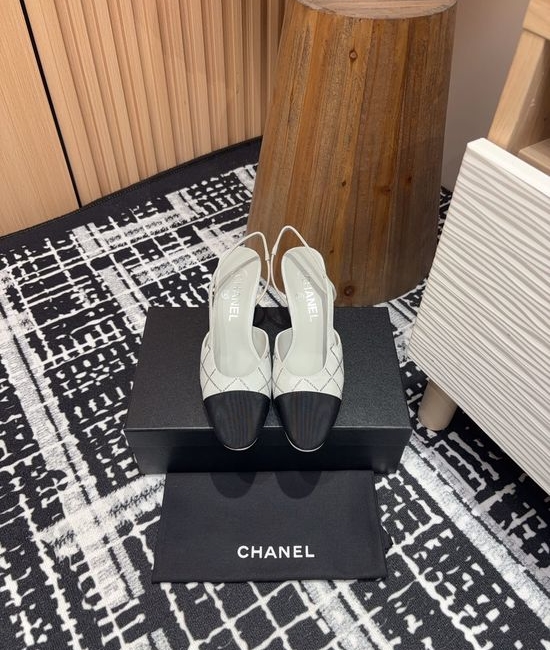 Chanel Rhinestone Suede Slingback Sandals with Leather Sole