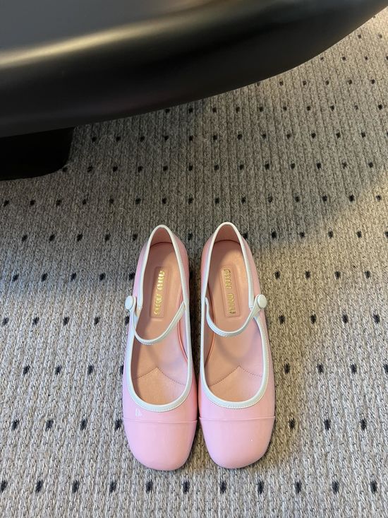 Miu Miu Button Decor Block Heel Mary Jane Footwear