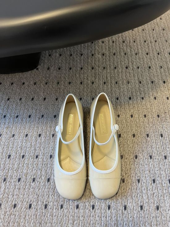 Miu Miu Button Decor Block Heel Mary Jane Footwear
