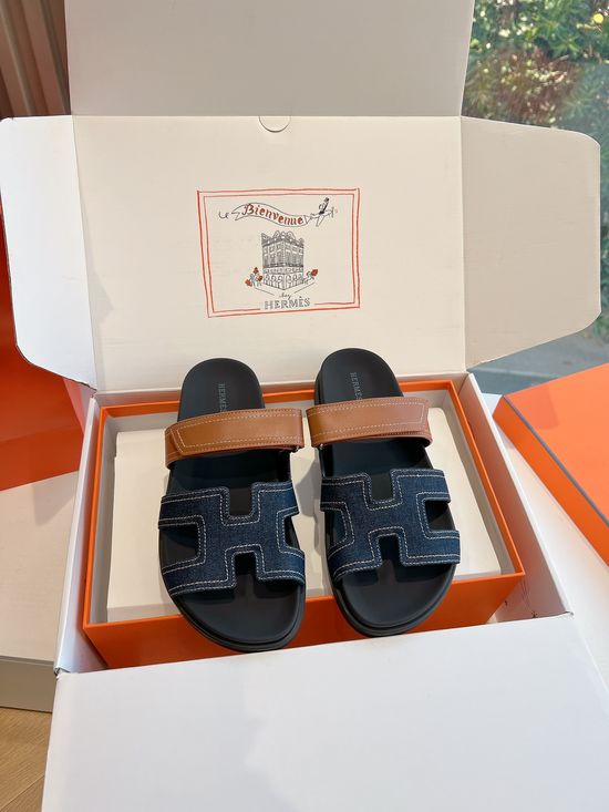 Hermes Casual Buckle Leather Slippers Soft Sole Comfortable Daily Shoes
