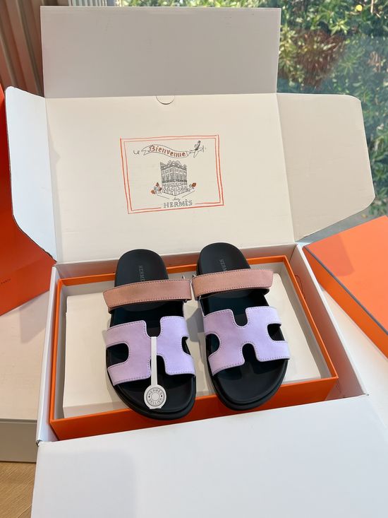 Hermes Casual Buckle Leather Slippers Soft Sole Comfortable Daily Shoes