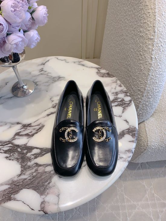 Chanel Classic Emblem Leather Loafer Casual Comfort Shoes