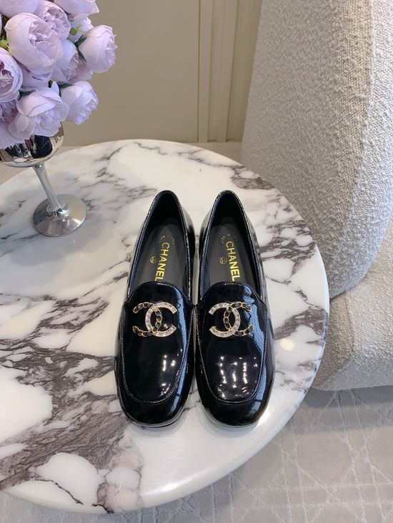 Chanel Classic Emblem Leather Loafer Casual Comfort Shoes